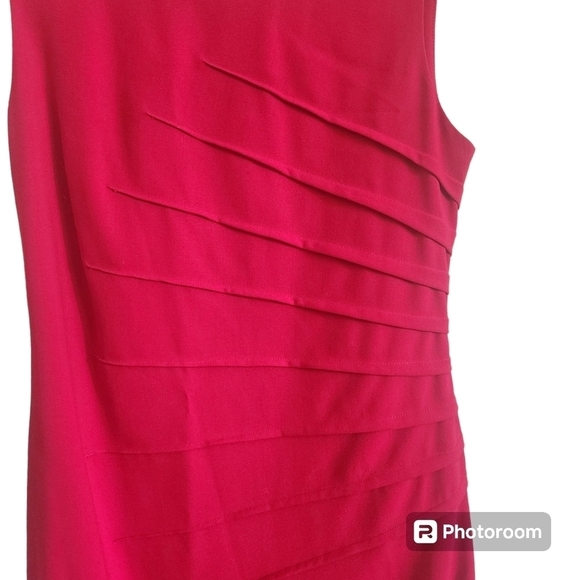 CALVIN KLEIN SLEEVELESS SUNBURST RUCHED CAREER DRESS SIZE6 - Picture 3 of 5